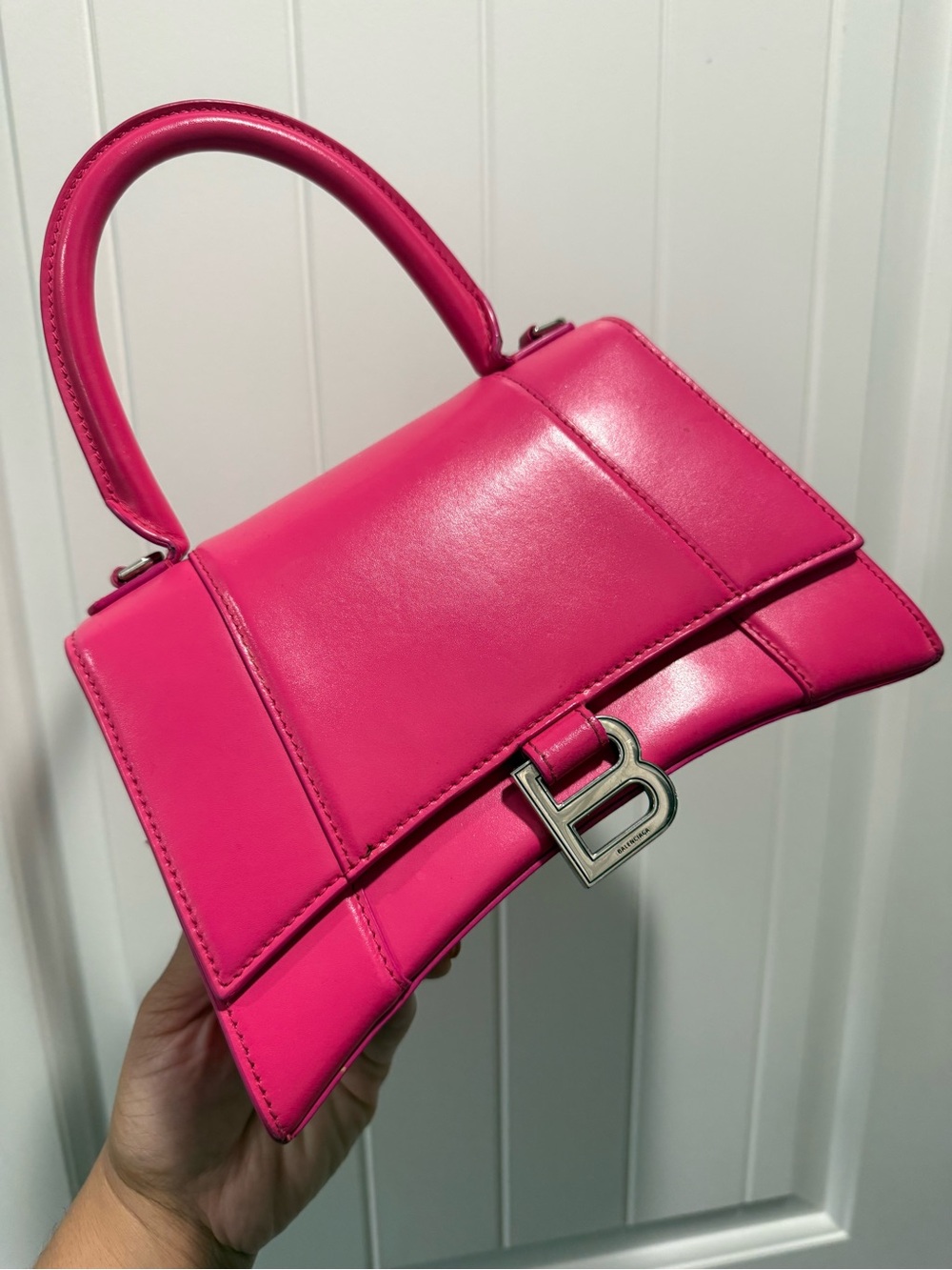 AUTHENTIC Balenciaga Mini Top Handle Bag - Hot Pink Leather